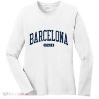 Barcelona Spain Spain College University Style Navy Women's Long Sleeve Shirt thumb 0