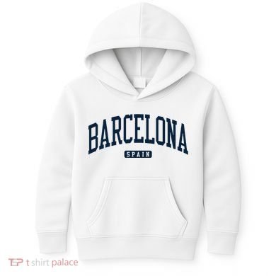 Barcelona Spain Spain College University Style Navy Kids Hoodie