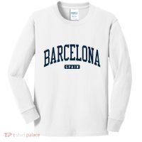 Barcelona Spain Spain College University Style Navy Kids Long Sleeve Shirt thumb 0