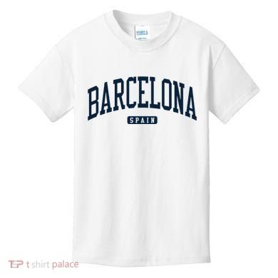 Barcelona Spain Spain College University Style Navy Kids T-Shirt