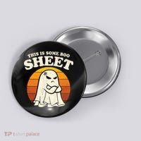 Boo Sheet Shirt This Is Some Boo Sheet Ghost Funny Retro Halloween Button thumb 0