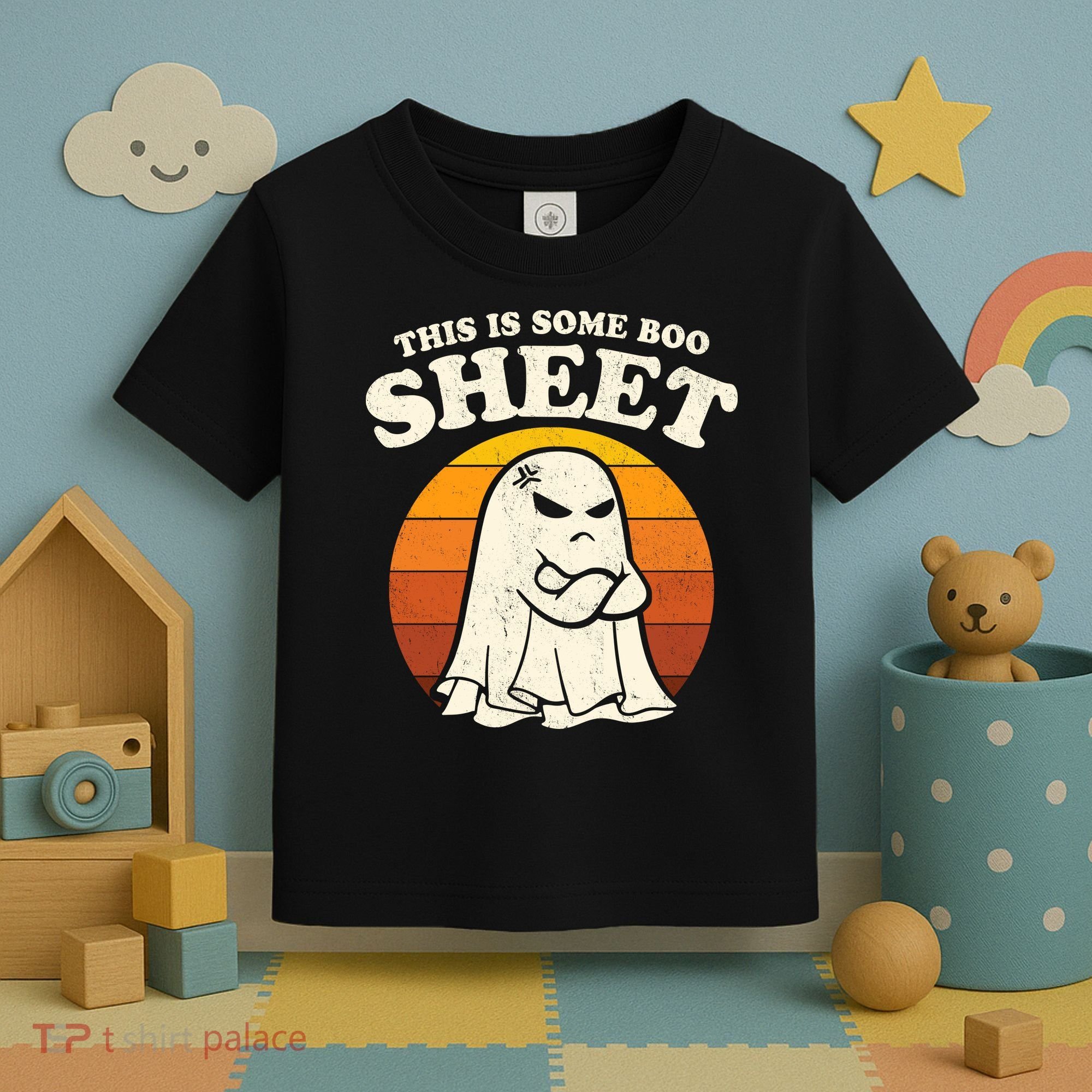 Boo Sheet Shirt This Is Some Boo Sheet Ghost Funny Retro Halloween Toddler T-Shirt