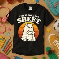 Boo Sheet Shirt This Is Some Boo Sheet Ghost Funny Retro Halloween Kids T-Shirt thumb 3