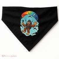 Bigfoot Skydiving Sasquatch Parachute Skydiver Paragliding USA-Made Doggie Bandana thumb 0