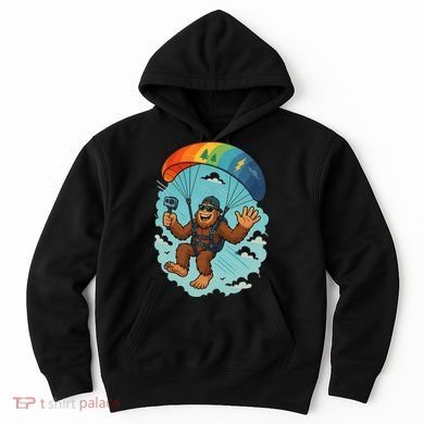 Bigfoot Skydiving Sasquatch Parachute Skydiver Paragliding Hoodie