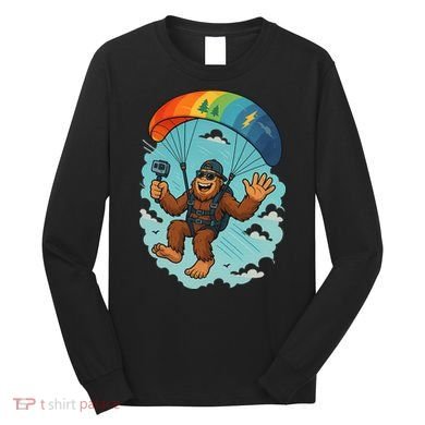 Bigfoot Skydiving Sasquatch Parachute Skydiver Paragliding Long Sleeve Shirt