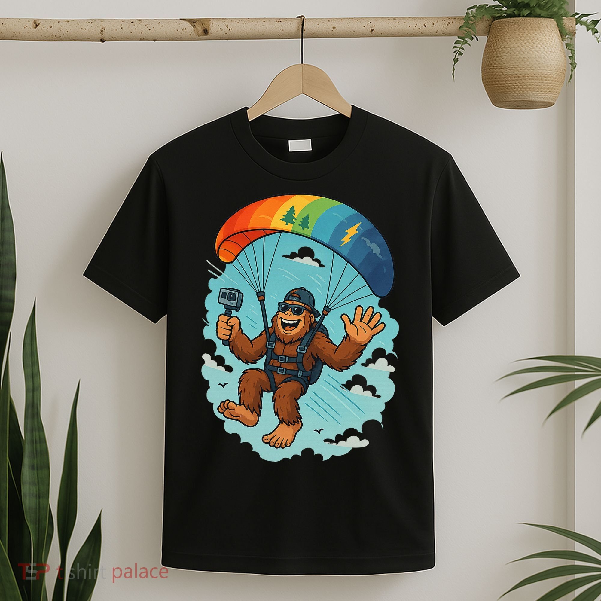 Bigfoot Skydiving Sasquatch Parachute Skydiver Paragliding T-Shirt