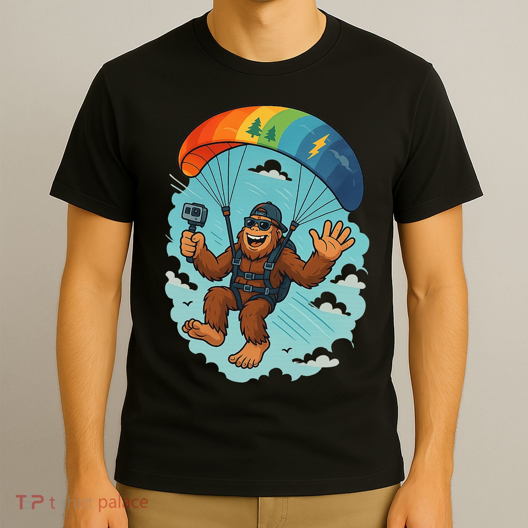 Bigfoot Skydiving Sasquatch Parachute Skydiver Paragliding T-Shirt