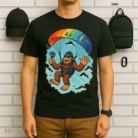 Bigfoot Skydiving Sasquatch Parachute Skydiver Paragliding T-Shirt thumb 6