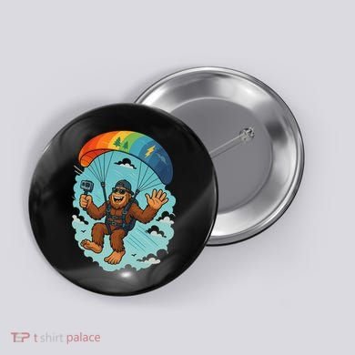 Bigfoot Skydiving Sasquatch Parachute Skydiver Paragliding Button