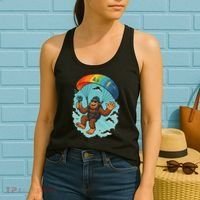 Bigfoot Skydiving Sasquatch Parachute Skydiver Paragliding Women's Tank Top thumb 2