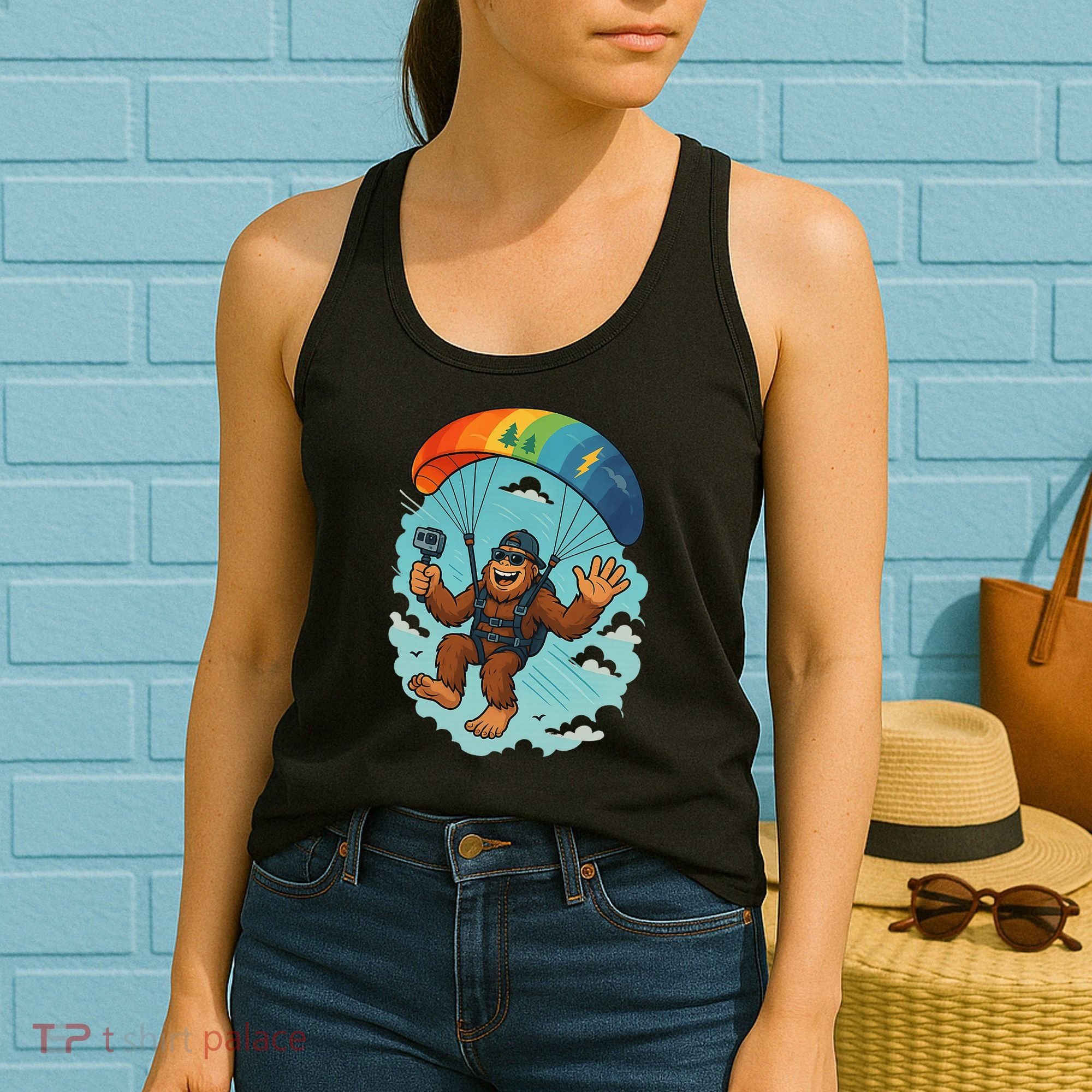 Bigfoot Skydiving Sasquatch Parachute Skydiver Paragliding Women's Tank Top