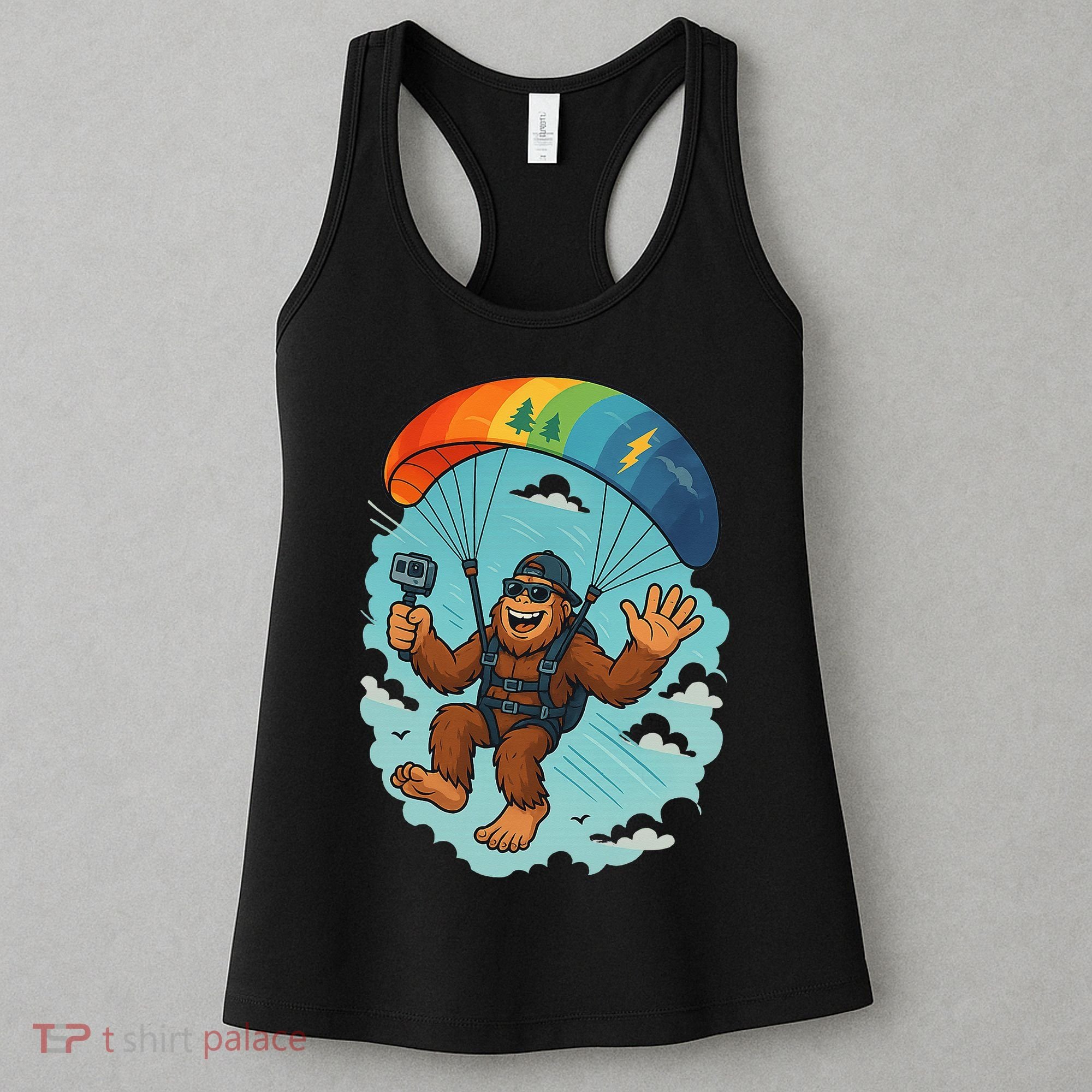 Bigfoot Skydiving Sasquatch Parachute Skydiver Paragliding Women's Tank Top