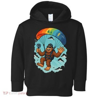 Bigfoot Skydiving Sasquatch Parachute Skydiver Paragliding Toddler Hoodie