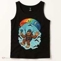 Bigfoot Skydiving Sasquatch Parachute Skydiver Paragliding Tank Top thumb 2