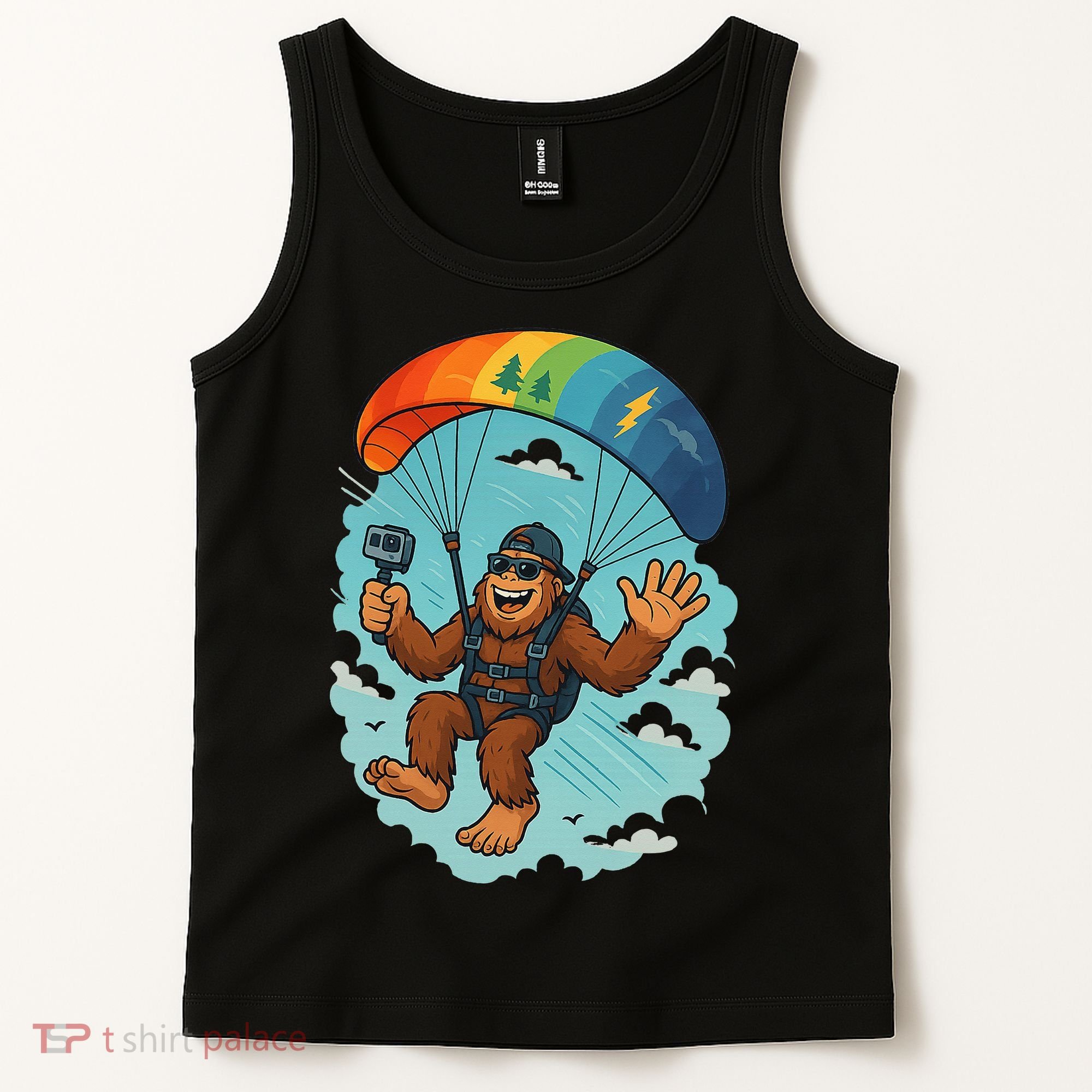Bigfoot Skydiving Sasquatch Parachute Skydiver Paragliding Tank Top