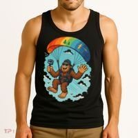 Bigfoot Skydiving Sasquatch Parachute Skydiver Paragliding Tank Top thumb 3