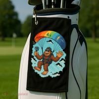 Bigfoot Skydiving Sasquatch Parachute Skydiver Paragliding Golf Towel thumb 2