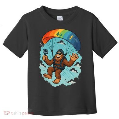 Bigfoot Skydiving Sasquatch Parachute Skydiver Paragliding Toddler T-Shirt