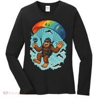Bigfoot Skydiving Sasquatch Parachute Skydiver Paragliding Women's Long Sleeve Shirt thumb 0