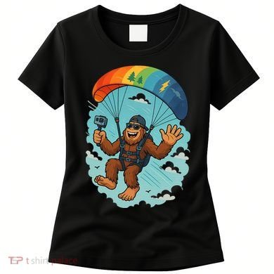 Bigfoot Skydiving Sasquatch Parachute Skydiver Paragliding Women's T-Shirt