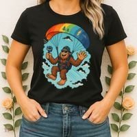 Bigfoot Skydiving Sasquatch Parachute Skydiver Paragliding Women's T-Shirt thumb 2