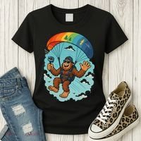 Bigfoot Skydiving Sasquatch Parachute Skydiver Paragliding Women's T-Shirt thumb 3