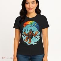 Bigfoot Skydiving Sasquatch Parachute Skydiver Paragliding Women's T-Shirt thumb 4
