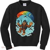 Bigfoot Skydiving Sasquatch Parachute Skydiver Paragliding Kids Sweatshirt thumb 0