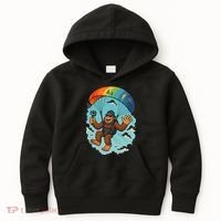Bigfoot Skydiving Sasquatch Parachute Skydiver Paragliding Kids Hoodie thumb 0