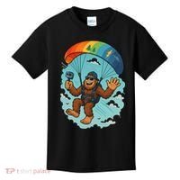 Bigfoot Skydiving Sasquatch Parachute Skydiver Paragliding Kids T-Shirt thumb 0
