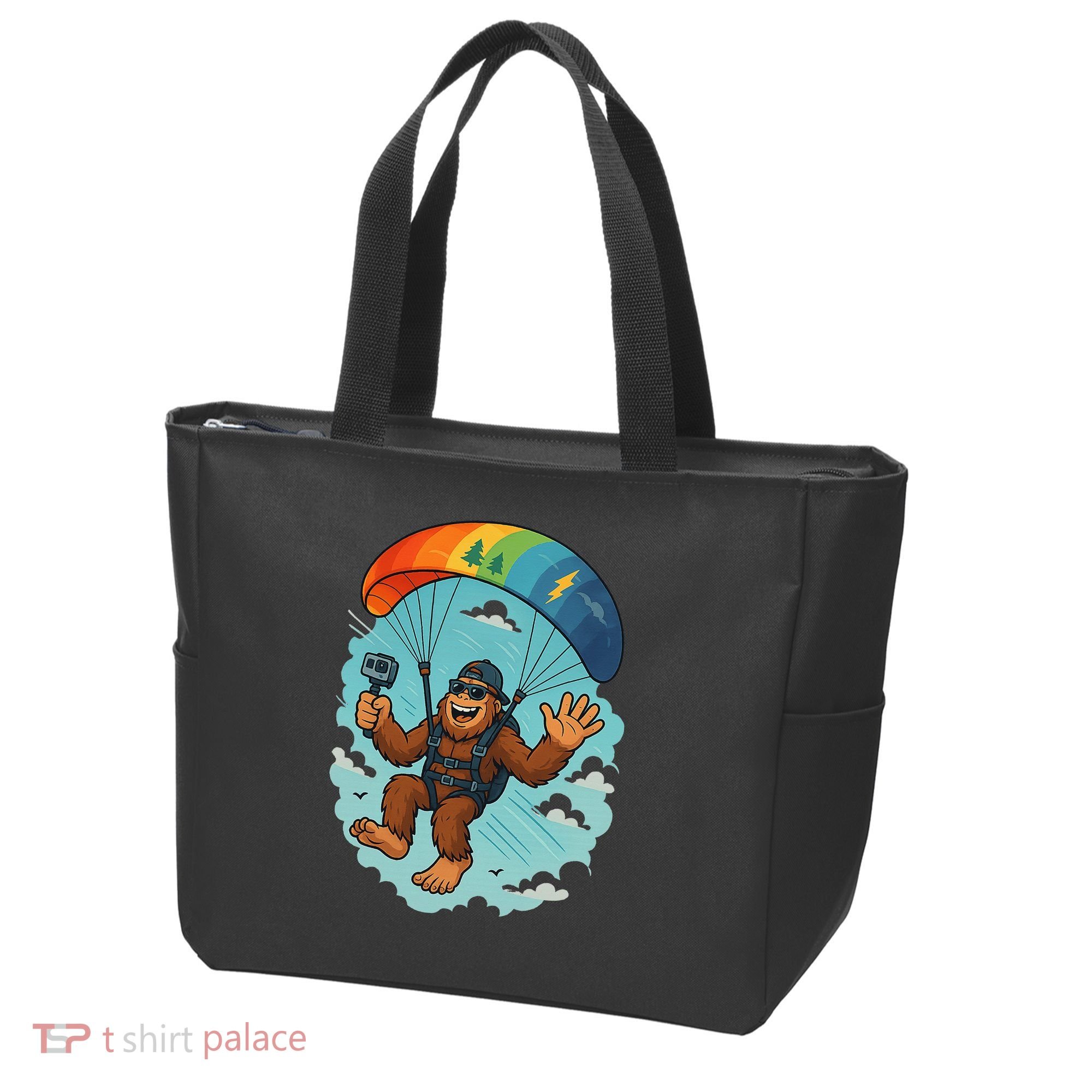 Bigfoot Skydiving Sasquatch Parachute Skydiver Paragliding Tote Bag