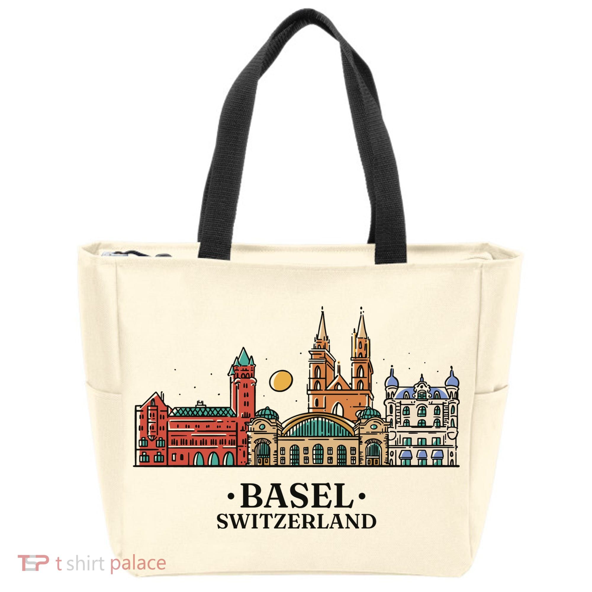 Basel Switzerland Skyline Tote Bag