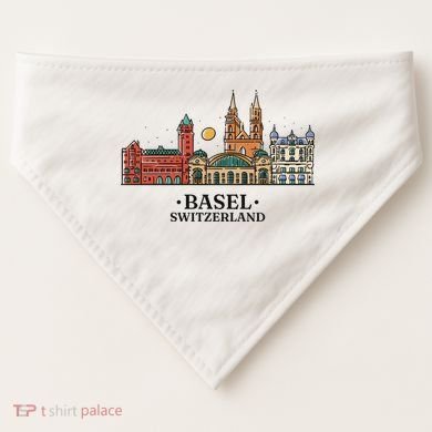 Basel Switzerland Skyline USA-Made Doggie Bandana