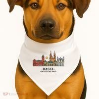 Basel Switzerland Skyline USA-Made Doggie Bandana thumb 1