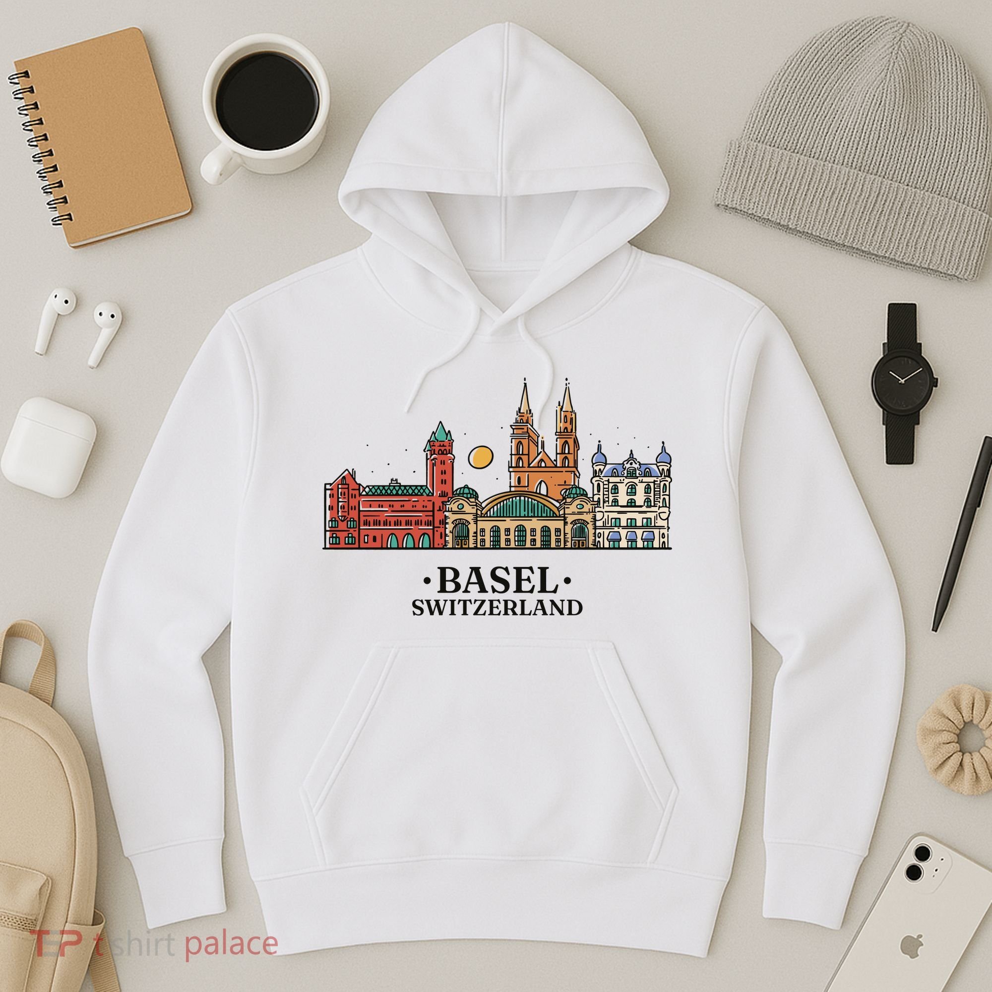 Basel Switzerland Skyline Hoodie