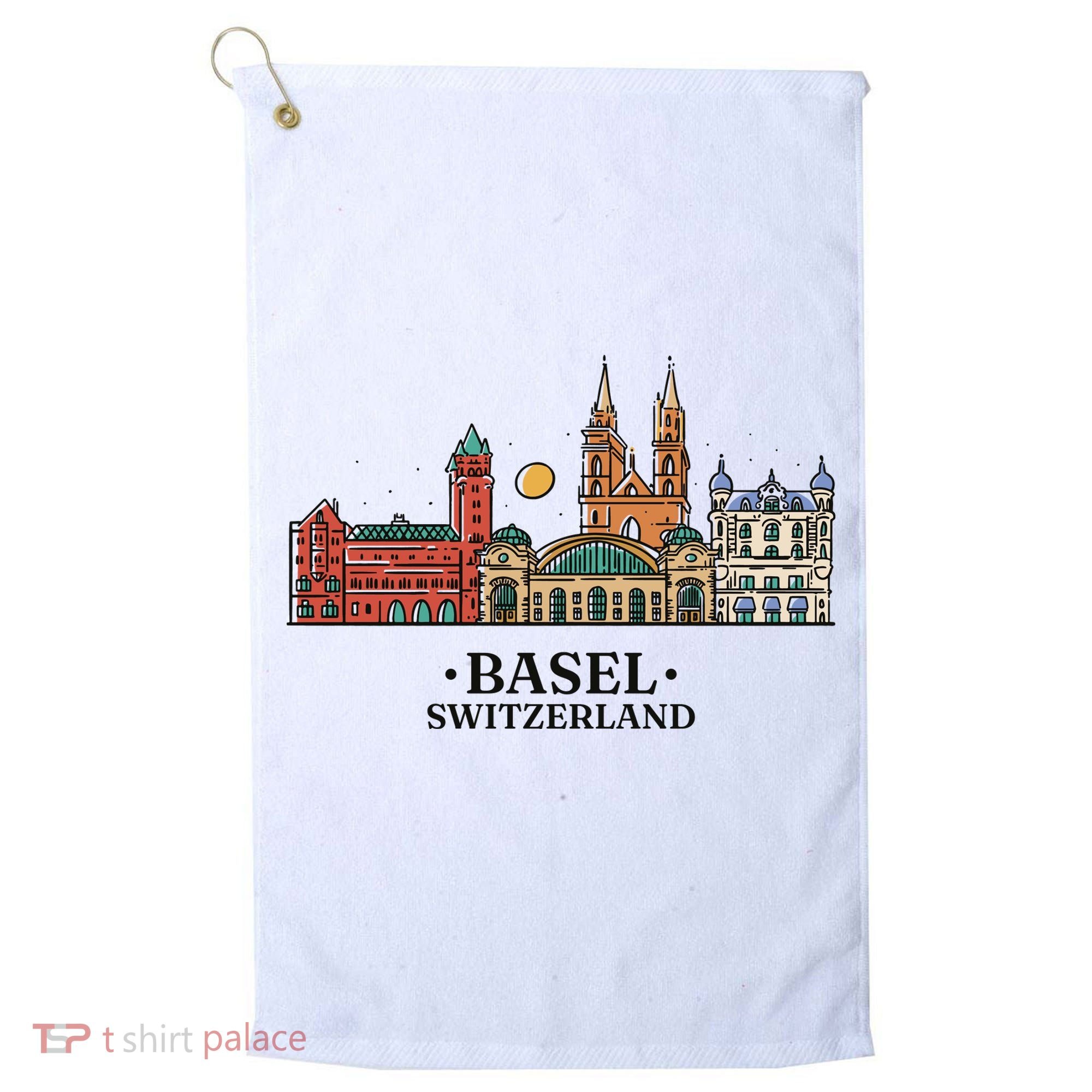 Basel Switzerland Skyline Golf Towel
