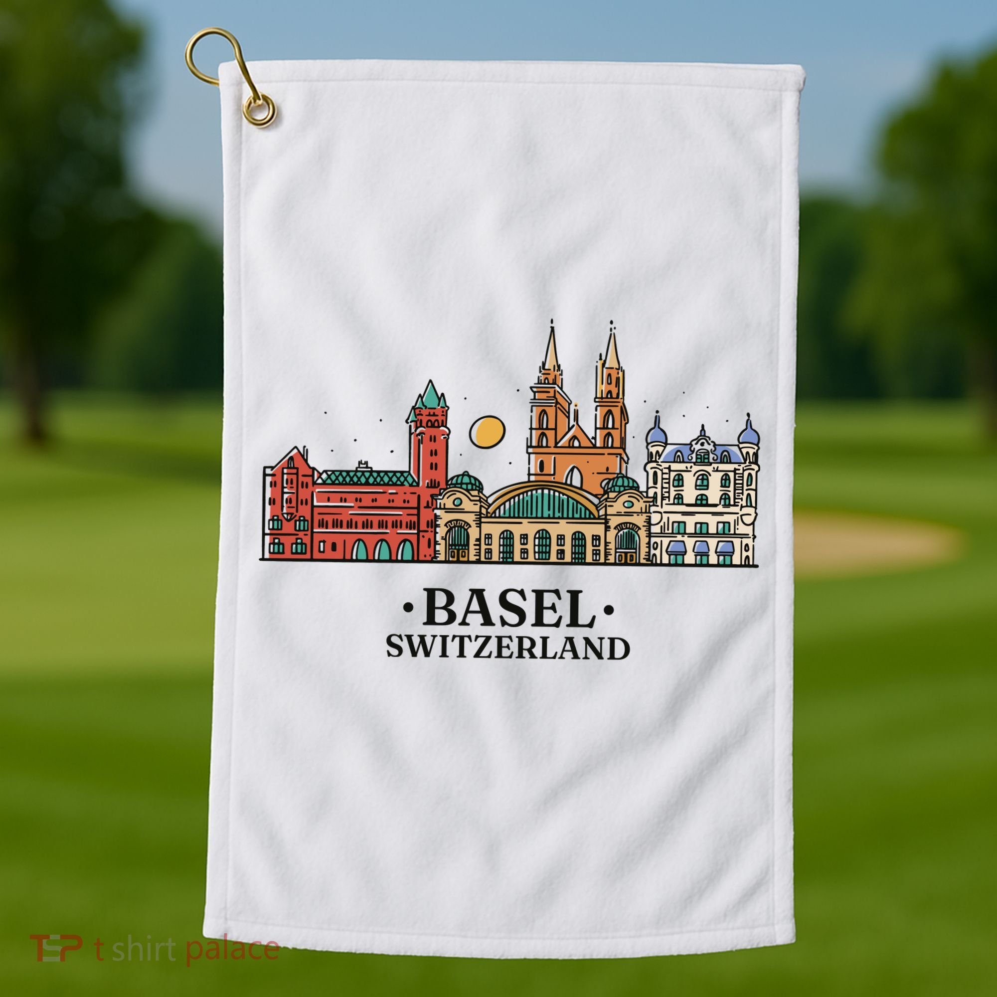 Basel Switzerland Skyline Golf Towel