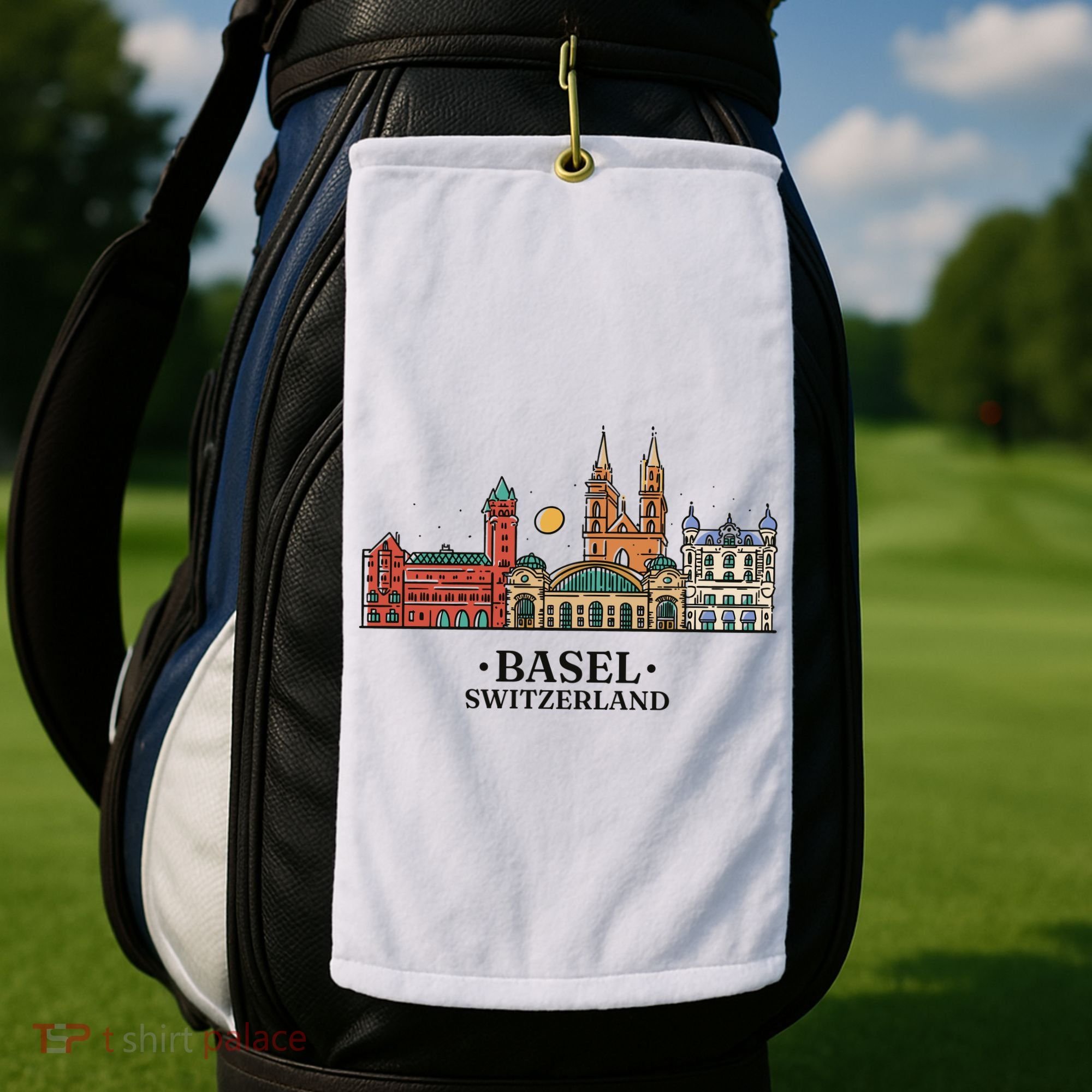 Basel Switzerland Skyline Golf Towel