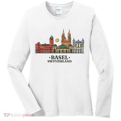 Basel Switzerland Skyline Women's Long Sleeve Shirt