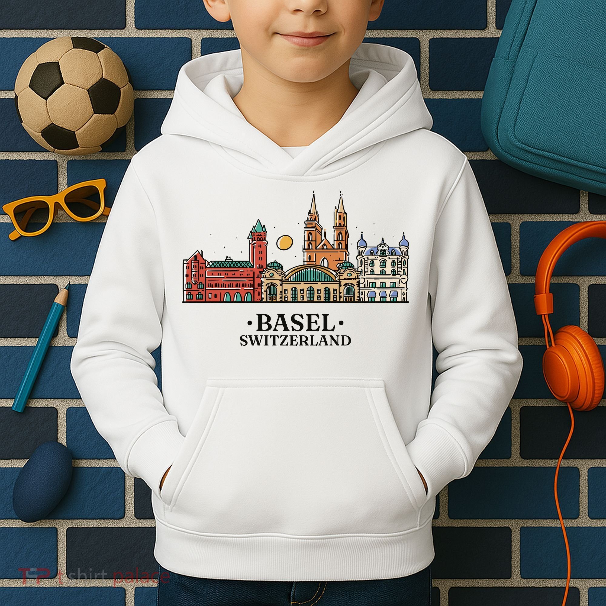 Basel Switzerland Skyline Kids Hoodie