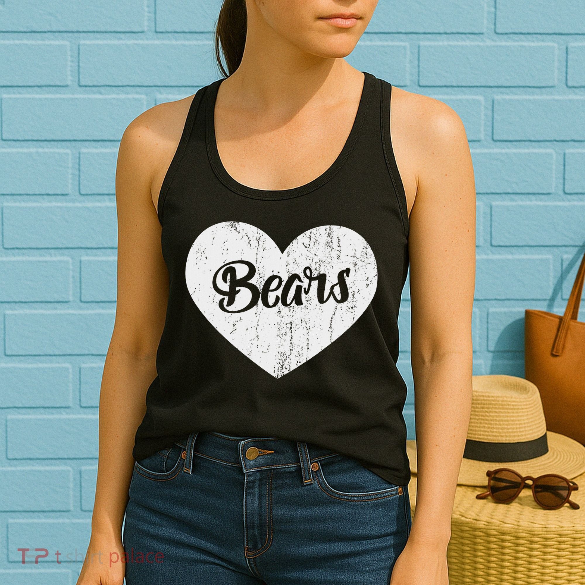 Bears School Sports Fan Team Spirit Mascot Cute Heart Gift Women's Tank Top