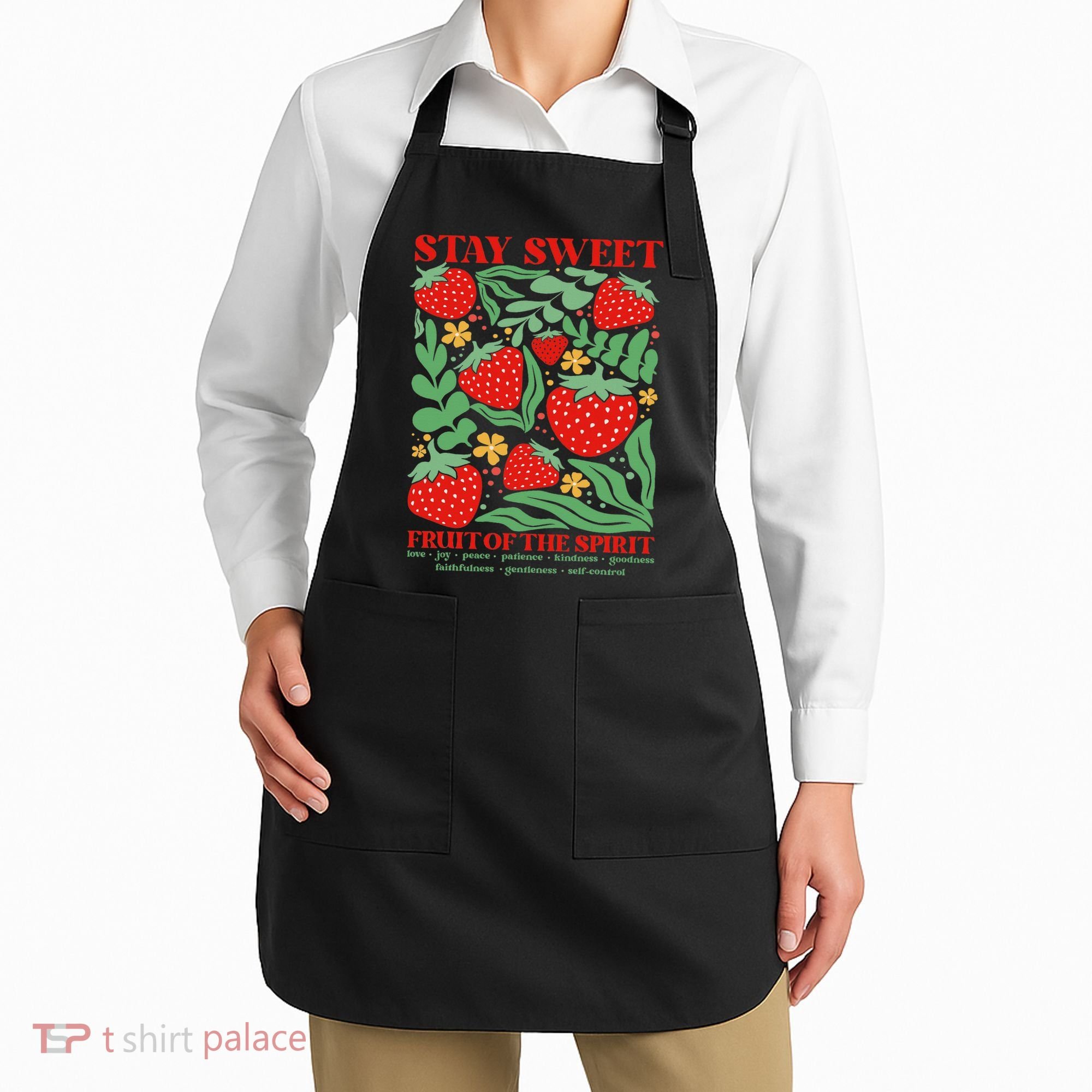 Boho Strawberry Stay Sweet Fruit Of The Spirit Christian Apron