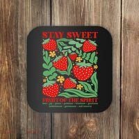 Boho Strawberry Stay Sweet Fruit Of The Spirit Christian Coaster thumb 0