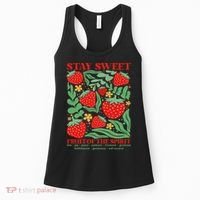 Boho Strawberry Stay Sweet Fruit Of The Spirit Christian Women's Tank Top thumb 0