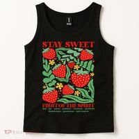 Boho Strawberry Stay Sweet Fruit Of The Spirit Christian Tank Top thumb 2