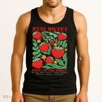 Boho Strawberry Stay Sweet Fruit Of The Spirit Christian Tank Top thumb 3