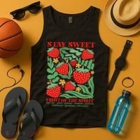 Boho Strawberry Stay Sweet Fruit Of The Spirit Christian Tank Top thumb 4