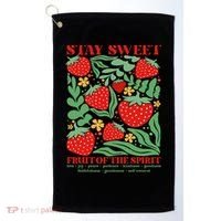Boho Strawberry Stay Sweet Fruit Of The Spirit Christian Golf Towel thumb 0