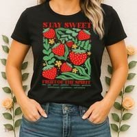 Boho Strawberry Stay Sweet Fruit Of The Spirit Christian Women's T-Shirt thumb 2